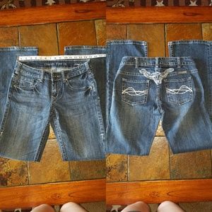 Cowgirl Tuff Longhorn Silver Jeans 27 x 33